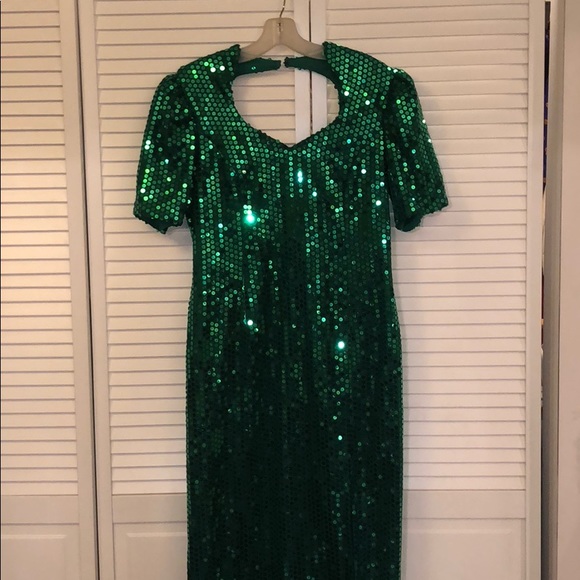 Vintage Dresses & Skirts - An elegant even vintage green sequin long dress